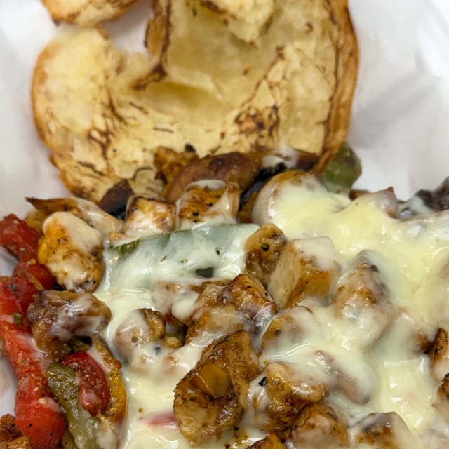 Chicken Philly on a croissant.