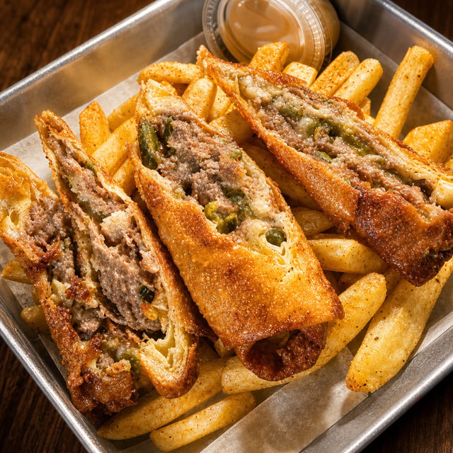 Steak Philly Egg Rolls.